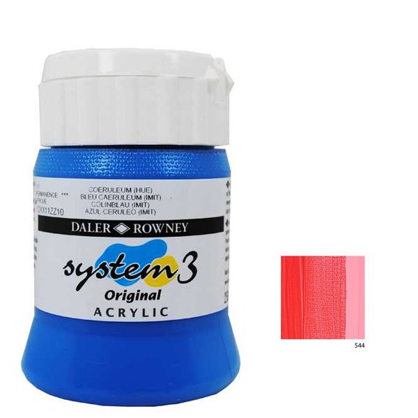 System 3 Akrilik Boya 500ml - Fluorescent Red 544