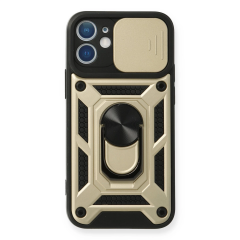 İphone 12 Mini Kılıf Pars Lens Yüzüklü Silikon - Gold