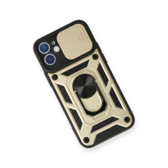 İphone 12 Mini Kılıf Pars Lens Yüzüklü Silikon - Gold