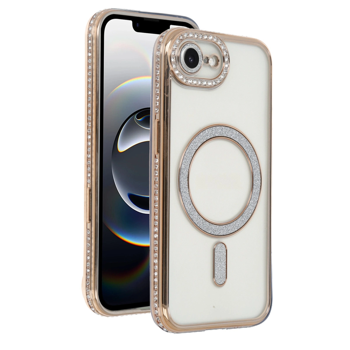İphone 16e Joke Simli Magneticsafe Kılıf - Gold