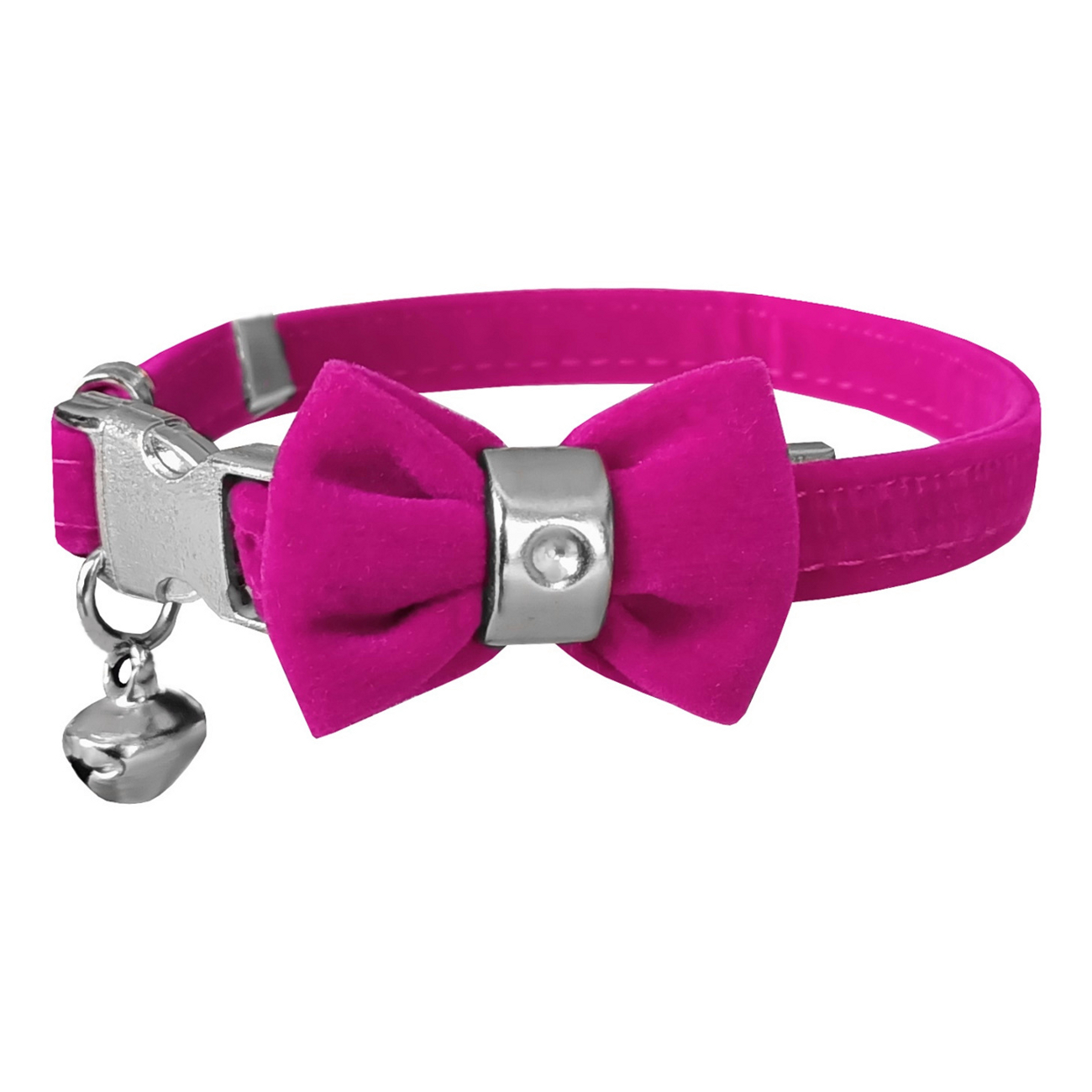 Markapet Kadife Kedi Boyun Tasması Papyonlu 20-32 cm Pembe