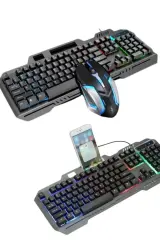 Rgb Işıklı Gaming Oyuncu Klavye Q Klavye Mouse Hediyeli