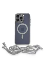 Newface İphone 13 Pro Kılıf Divo Lazer Askılı Magsafe Kapak - Gümüş