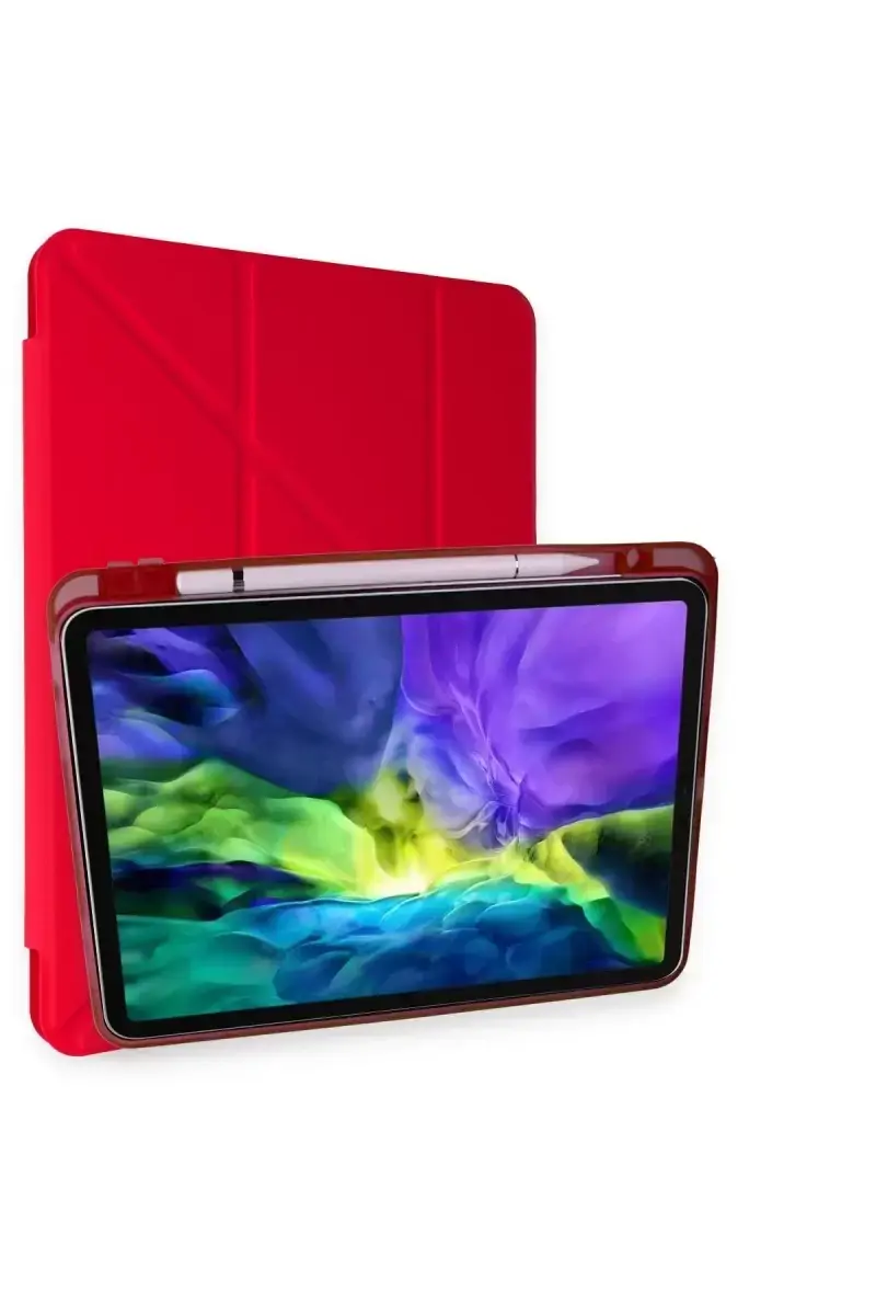 Newface Apple İpad Air 4 10.9 Kılıf Kalemlikli Mars Tablet Kılıfı - Kırmızı
