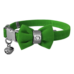 Markapet Kadife Kedi Boyun Tasması Papyonlu 20-32 cm Yeşil