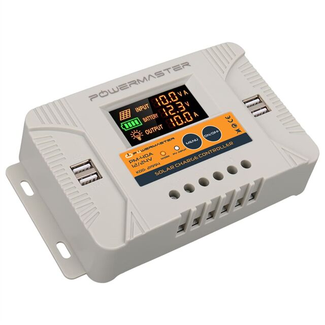 Powermaster Pm-40a 12 Volt - 24 Volt - 40 Amper 4 Usb'lı Dijital Otomatik Solar Şarj Kontrol Regülatörü