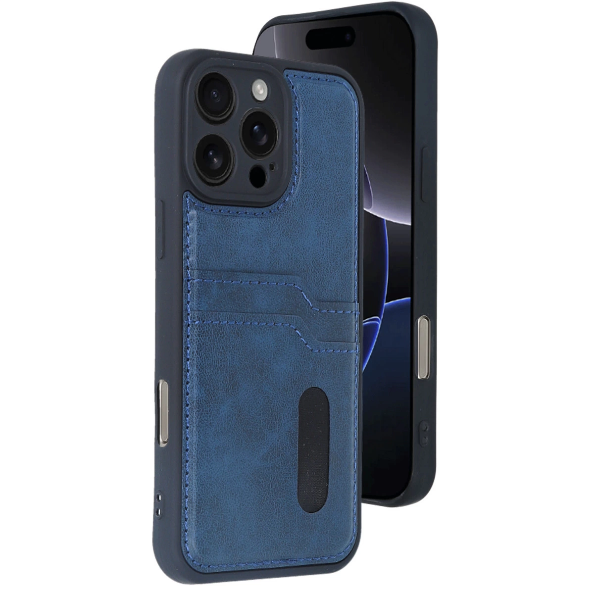 İphone 16 Pro Kılıf Sara Kartvizitli Deri Kılıf - Lacivert