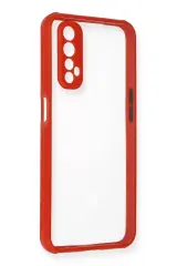 Newface Realme 7 Kılıf Miami Şeffaf Silikon - Kırmızı