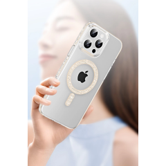 Joko  İphone 14 Pro Max Move Taşlı Magsafe Kapak - Pembe