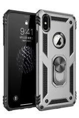 Newface İphone Xs Max Kılıf Sofya Yüzüklü Silikon Kapak - Gümüş