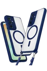 Newface Samsung Galaxy S24 Fe Kılıf Enka Magsafe Silikon Kılıf - Lacivert