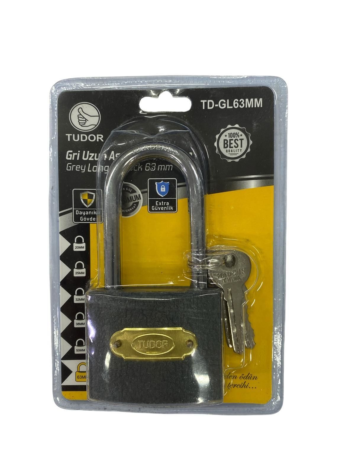 Tudor 63 mm Uzun Gri Asma Kilit