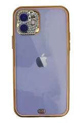 Newface İphone 12 Kılıf Liva Taşlı Silikon - Pembe