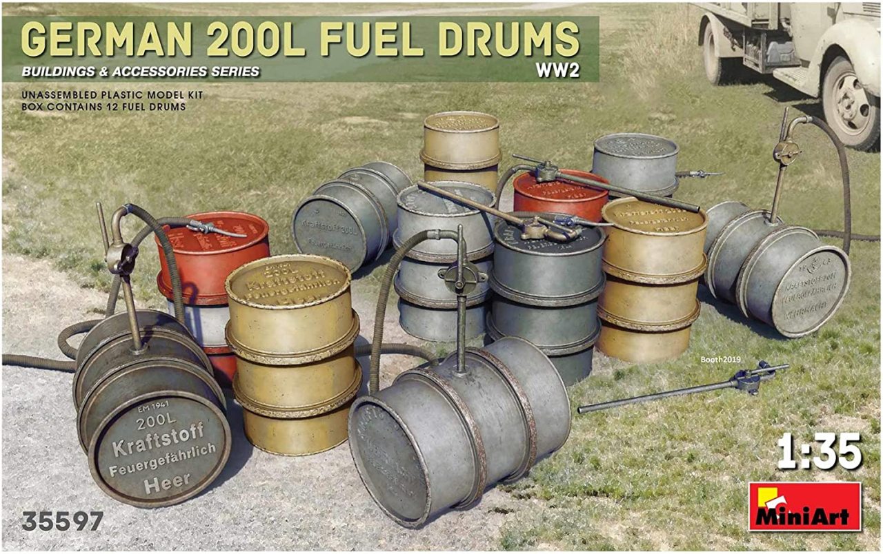 Maket Alman 200L Yakıt Varilleri - 1:35 - 35597