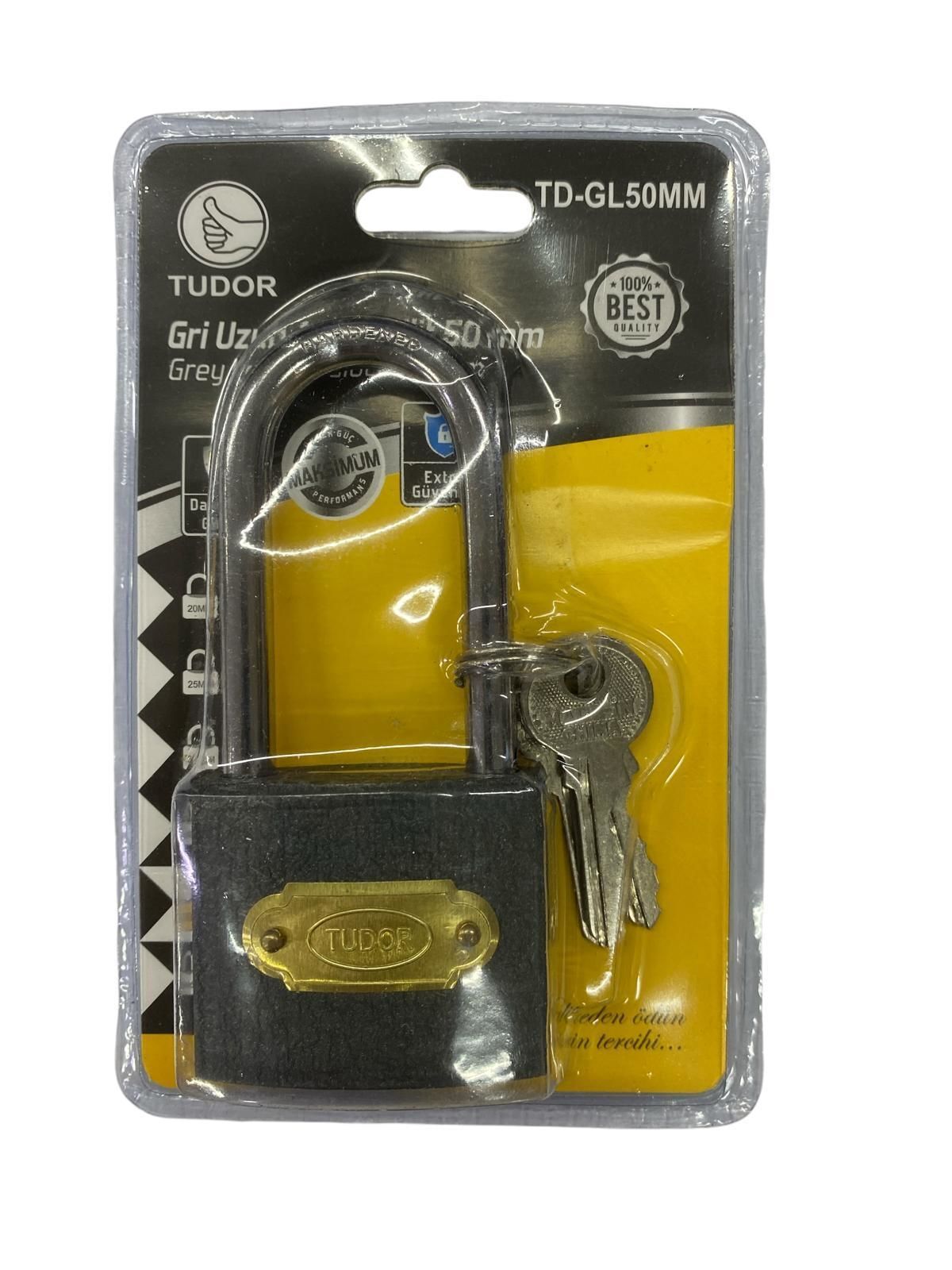 Tudor 50 mm Uzun Gri Asma Kilit