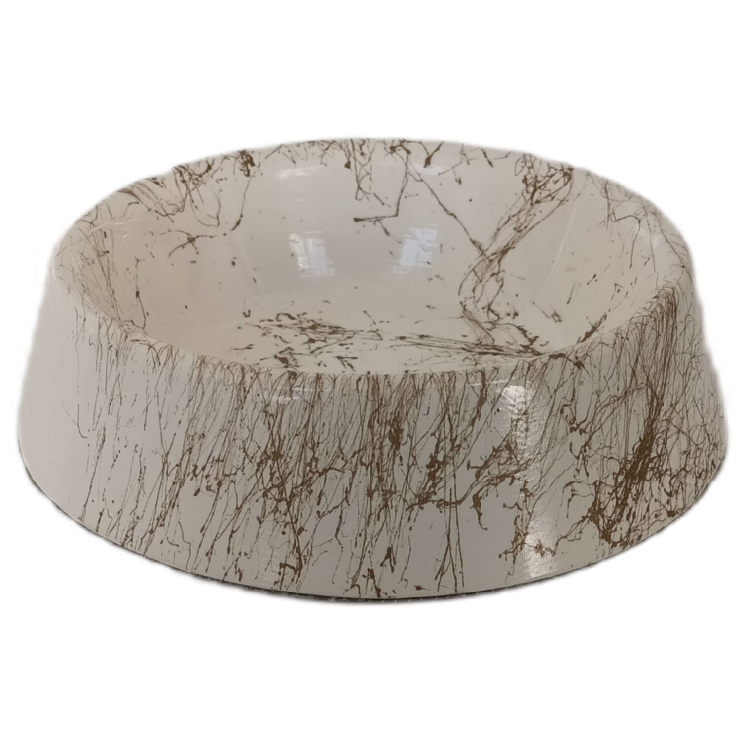 Markapet Elegans Seri Mermerit Kaymaz Tabanlı Kedi Köpek Mama Su Kabı 500 ml 16 oz Beyaz