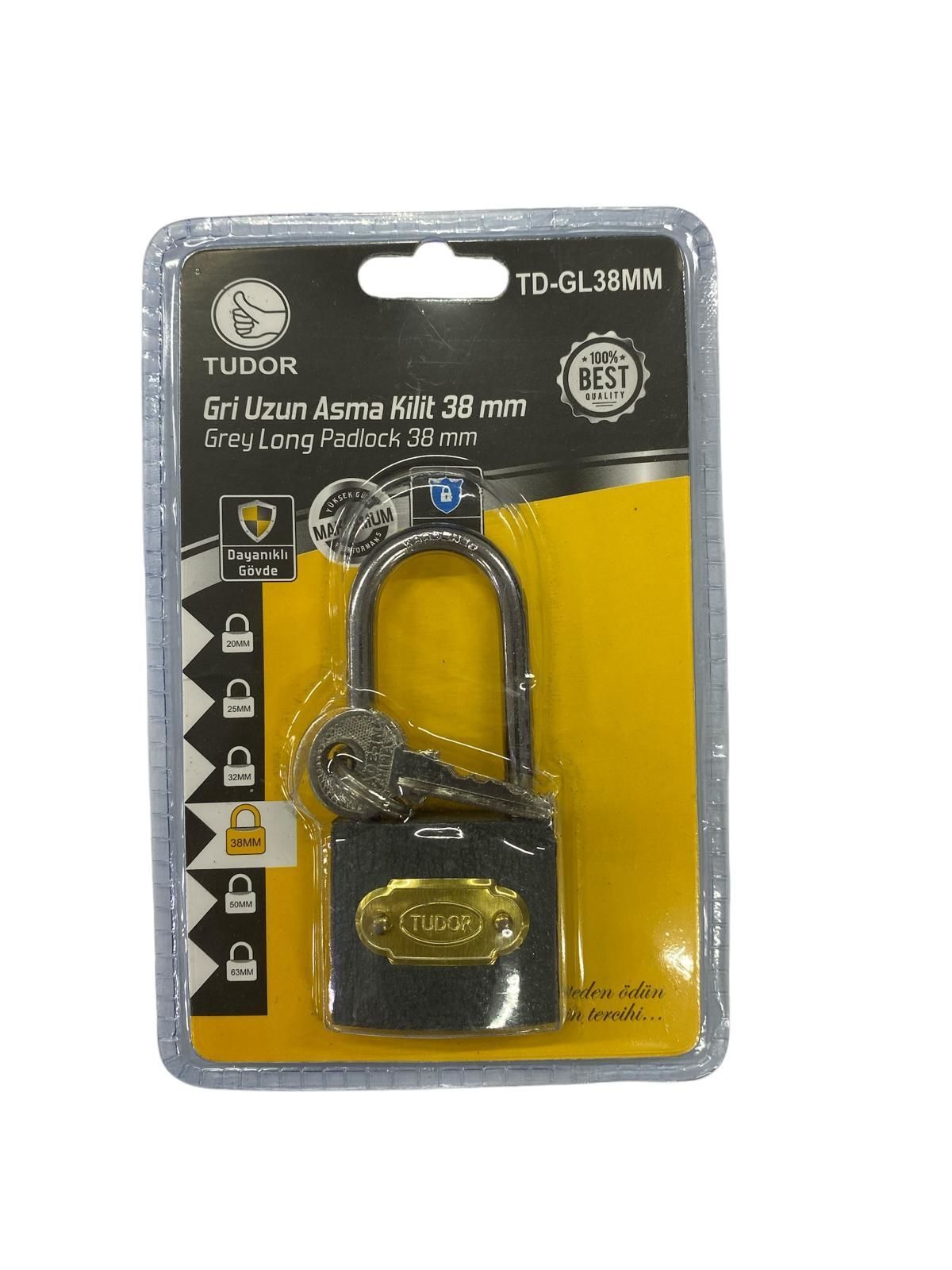 Tudor 38 mm Uzun Gri Asma Kilit