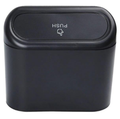 Portatif Araç İçi Taşınabilir Kapaklı Araba Çöp Kutusu Siyah