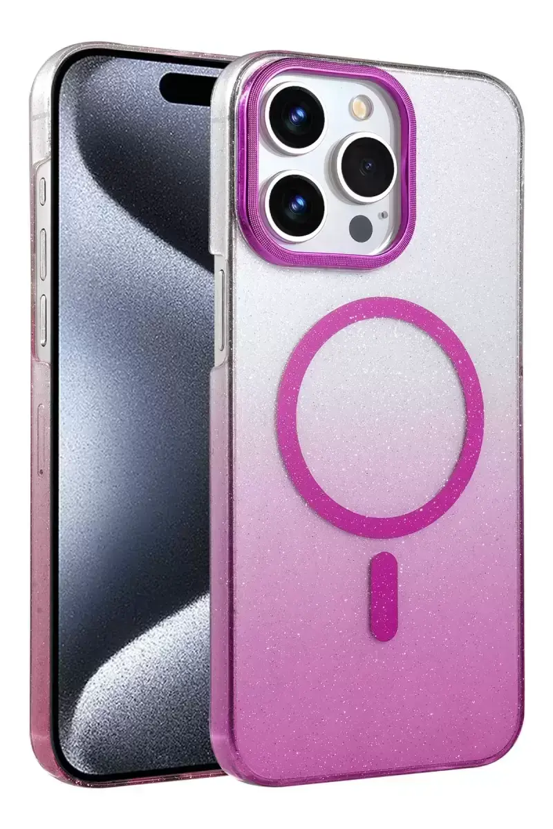 Newface Apple İphone 15 Pro Max Glossy Magsafe Kapak - Mor