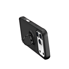 İphone 17 Pro Max Montreal Yüzüklü Silikon Kapak - Siyah