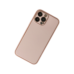İphone 13 Pro Max Kılıf Coco Deri Silikon Kapak - Pudra