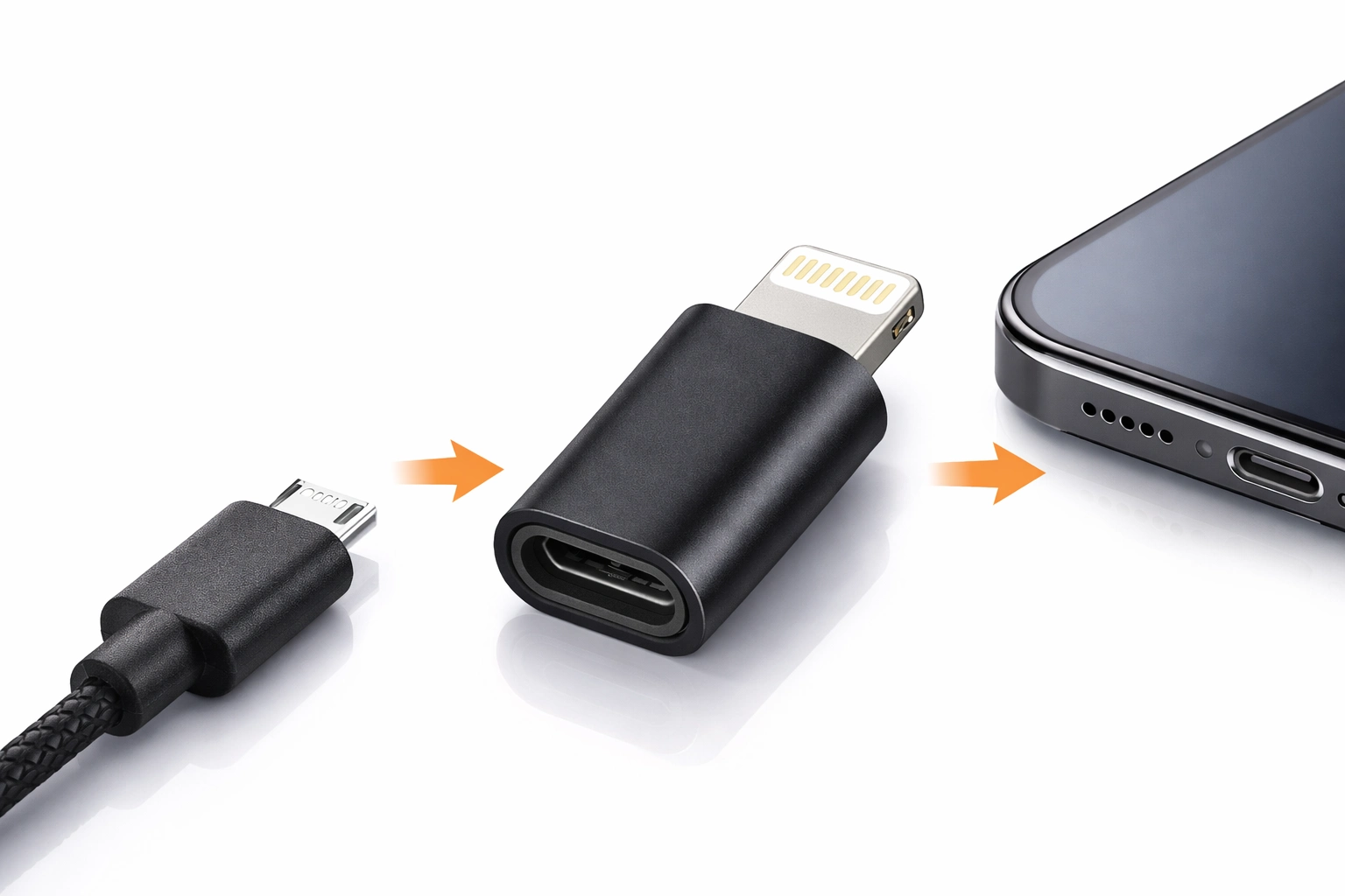 İphone 13 Pro Uyumlu Android Micro Usb Şarj Kablosunu İphone Lightning E Çevirici