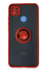 Newface Xiaomi Redmi 9c Kılıf Montreal Yüzüklü Silikon Kapak - Kırmızı