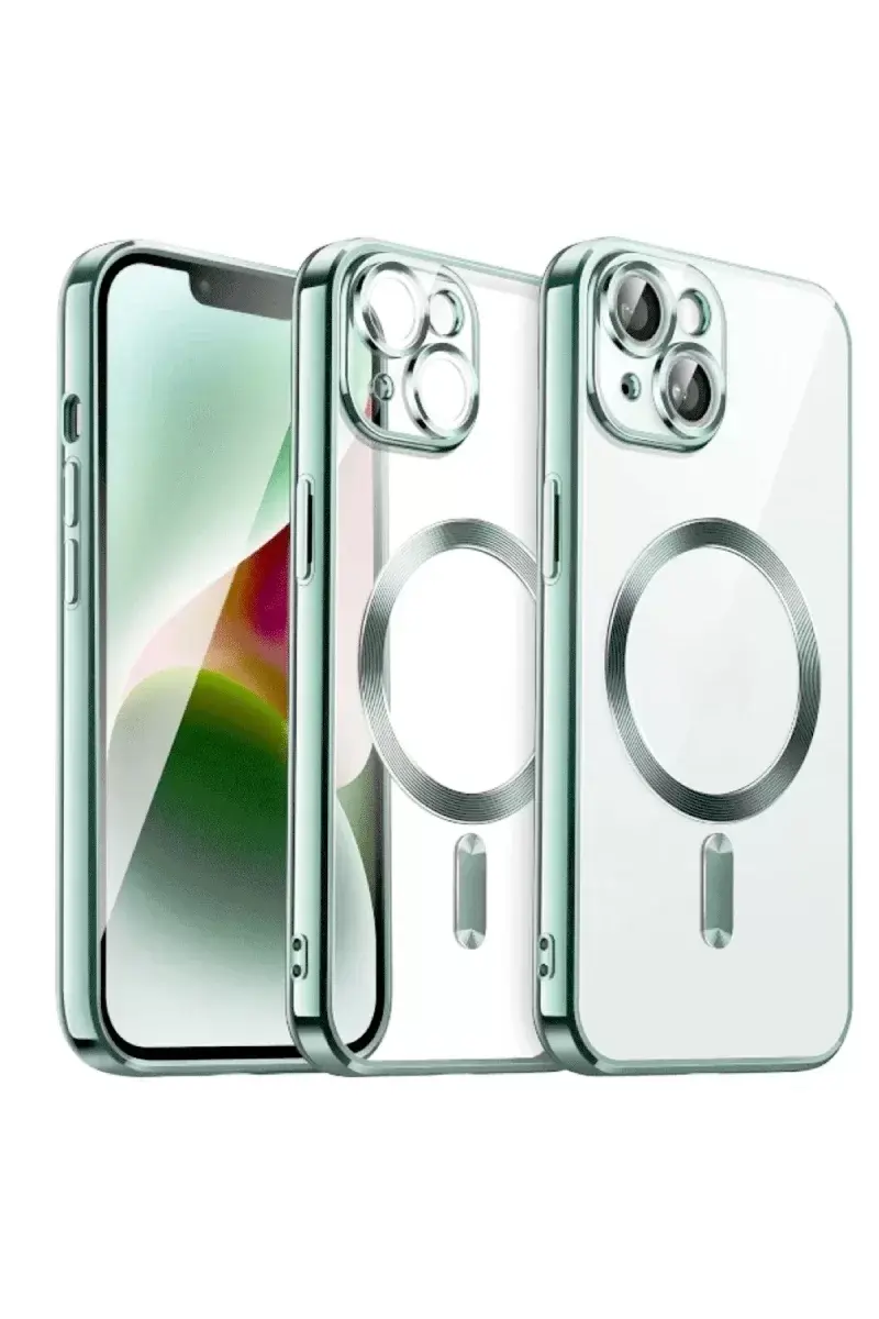 Newface İphone 15 Kılıf Kross Magneticsafe Kapak - Açık Yeşil