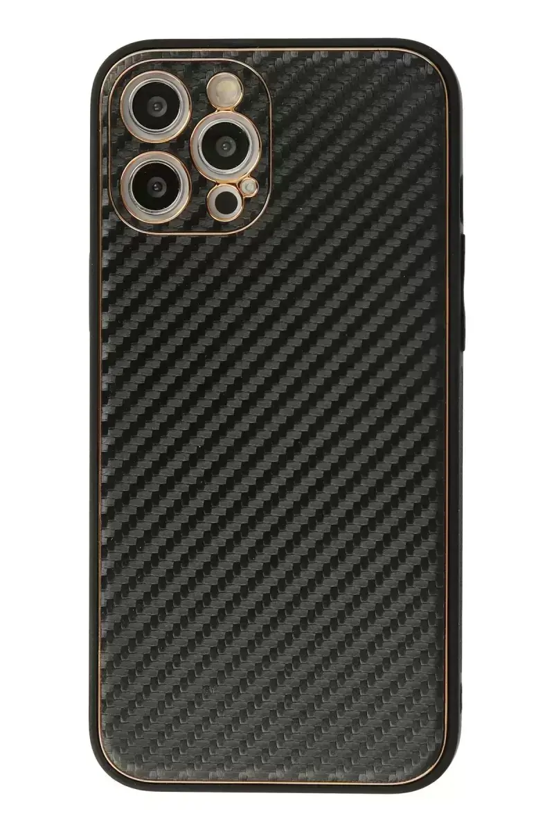 Newface İphone 12 Pro Kılıf Coco Karbon Silikon - Siyah