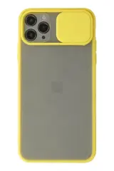 Newface Apple İphone 11 Pro Max Kılıf Palm Buzlu Kamera Sürgülü Silikon - Sarı