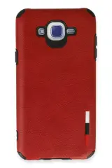 Newface Samsung Galaxy J7 Kılıf Loop Deri Silikon - Kırmızı
