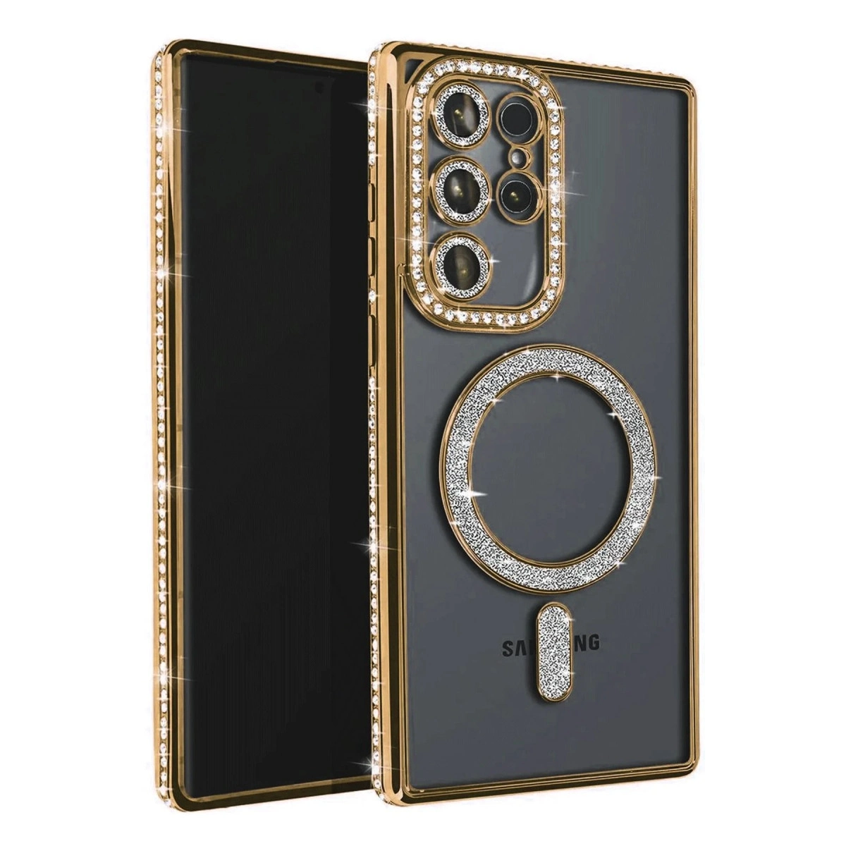 Samsung Galaxy S23 Ultra Joke Simli Magneticsafe Kılıf - Gold