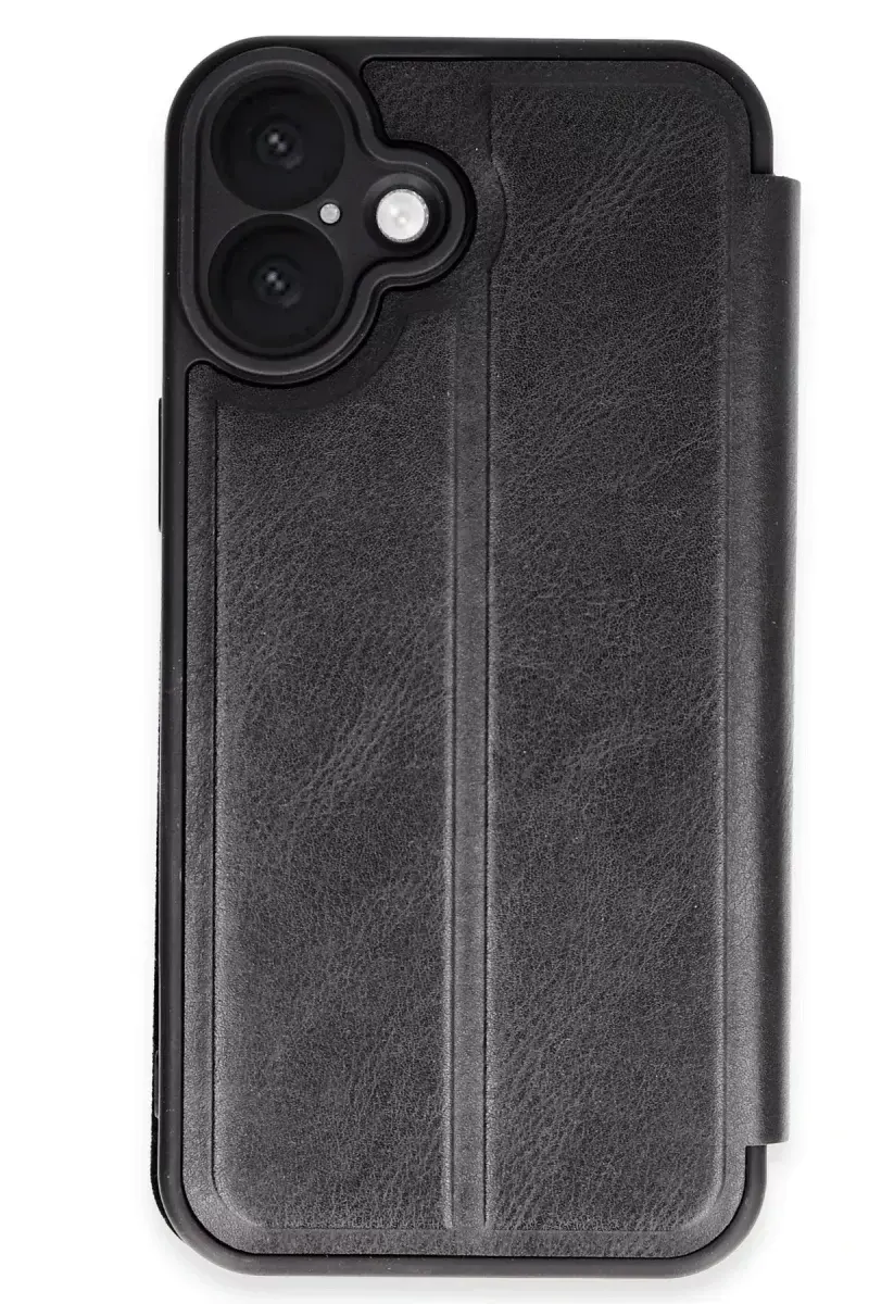 Newface İphone 16 Plus Kılıf Flip Cover - Siyah