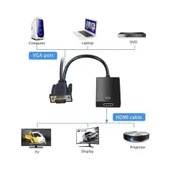 Fully G-537k Vga To Hdmı Çevirici Adaptör 3.5 Mm Ses Girişli