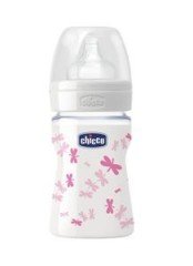 Chicco Desenli Cam Silikon Biberon Kız - 150 ML (8058664009619)