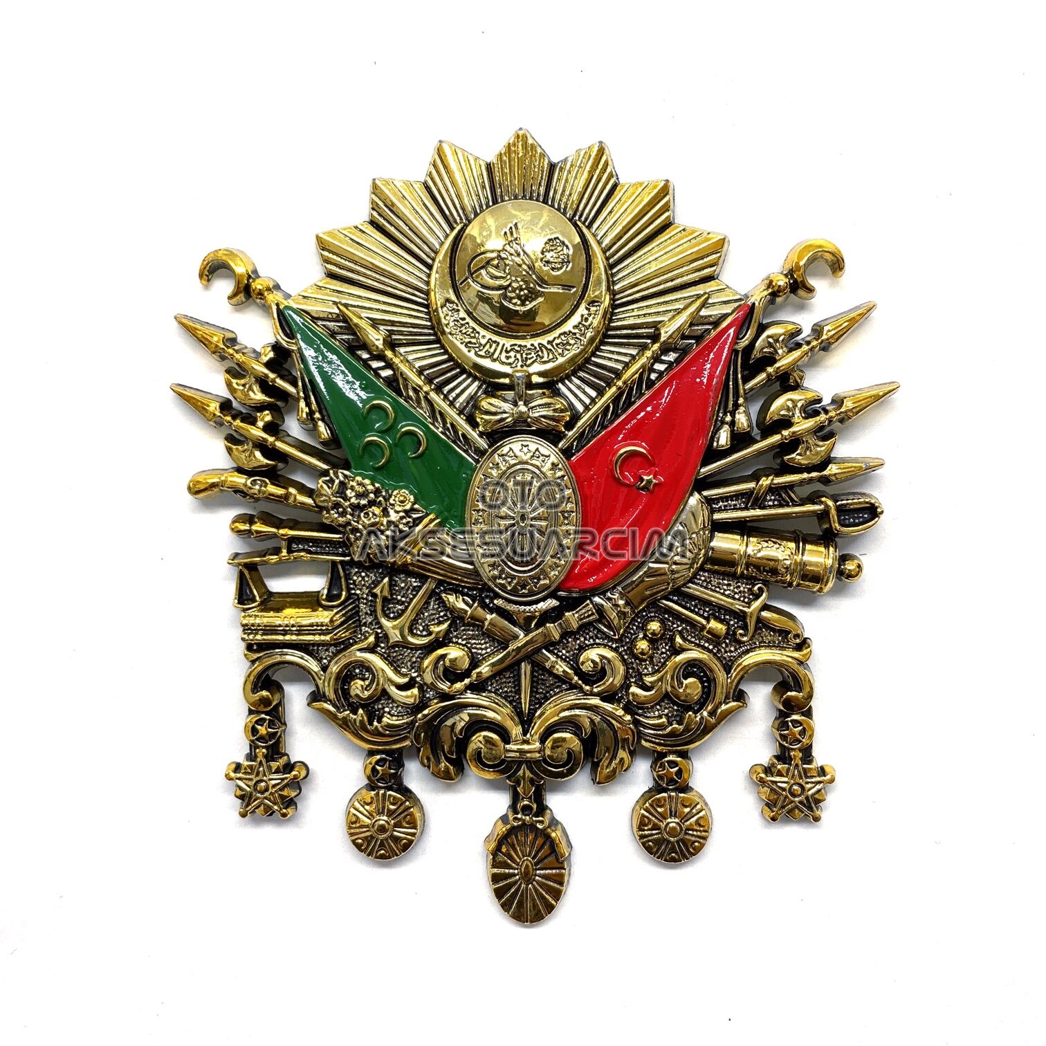 LG-NKT506 - Osmanlı Devlet Arması Kabartma Logo Vidalı Büyük 12x11cm Gold