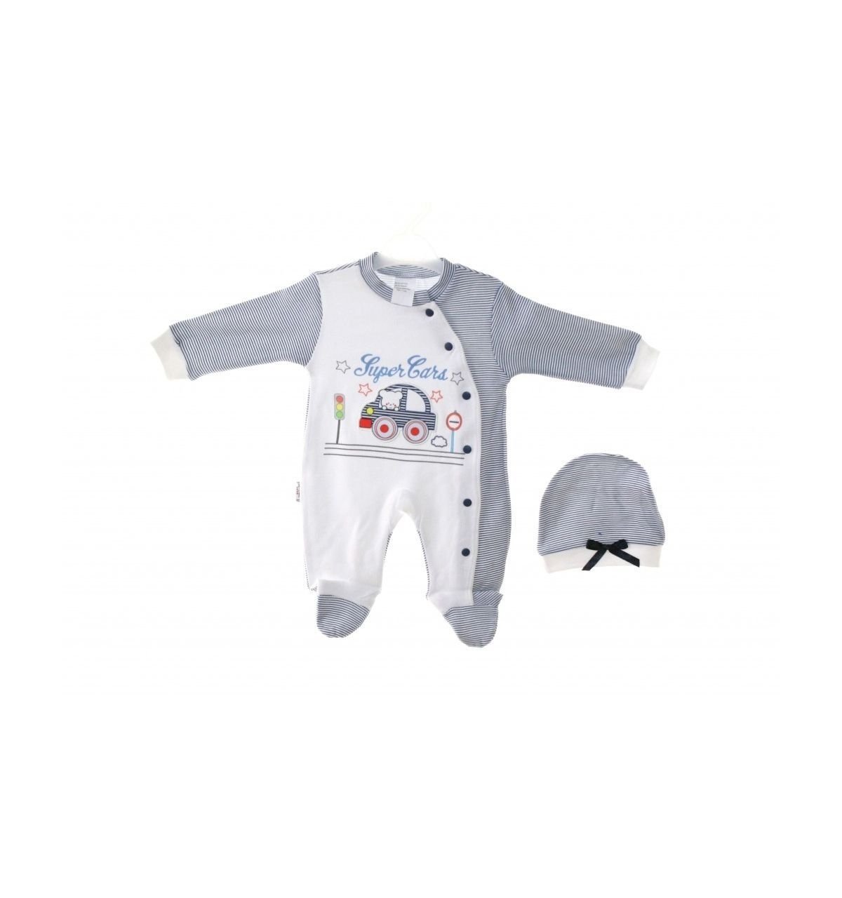 AyBaby AY557 Çizgili Arabalı Tulum - Lacivert