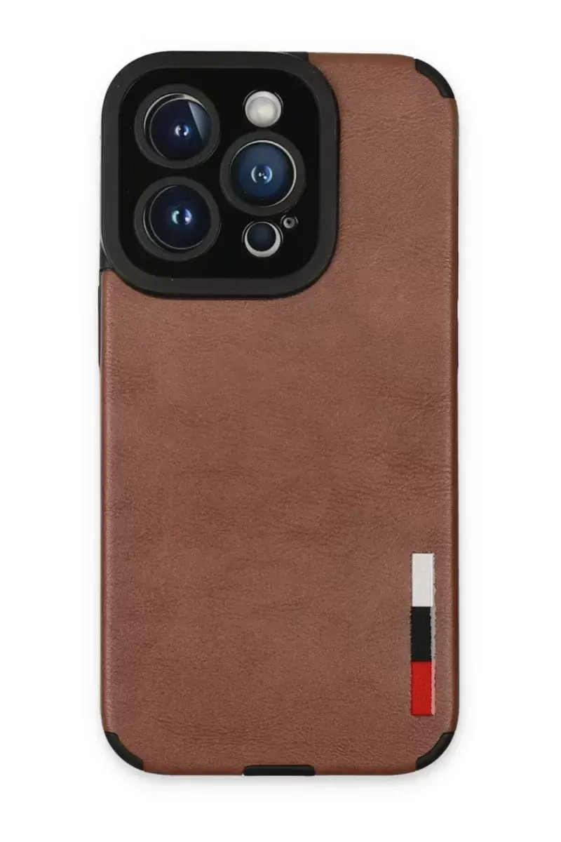 Newface İphone 14 Pro Max Kılıf Loop Deri Silikon - Kahverengi
