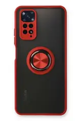 Newface Xiaomi Redmi Note 11 Kılıf Montreal Yüzüklü Silikon Kapak - Kırmızı