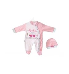 AyBaby AY557 Çizgili Arabalı Tulum - Pembe