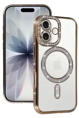 Newface Apple İphone 17 Joke Simli Magneticsafe Kılıf - Gold