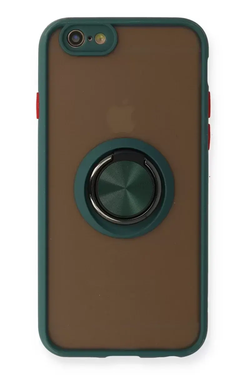 Newface İphone 6 Kılıf Montreal Yüzüklü Silikon Kapak - Yeşil
