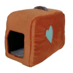 Flipper Kedi Köpek Yatağı Kalpli Çanta Model 35*55 cm Kahverengi