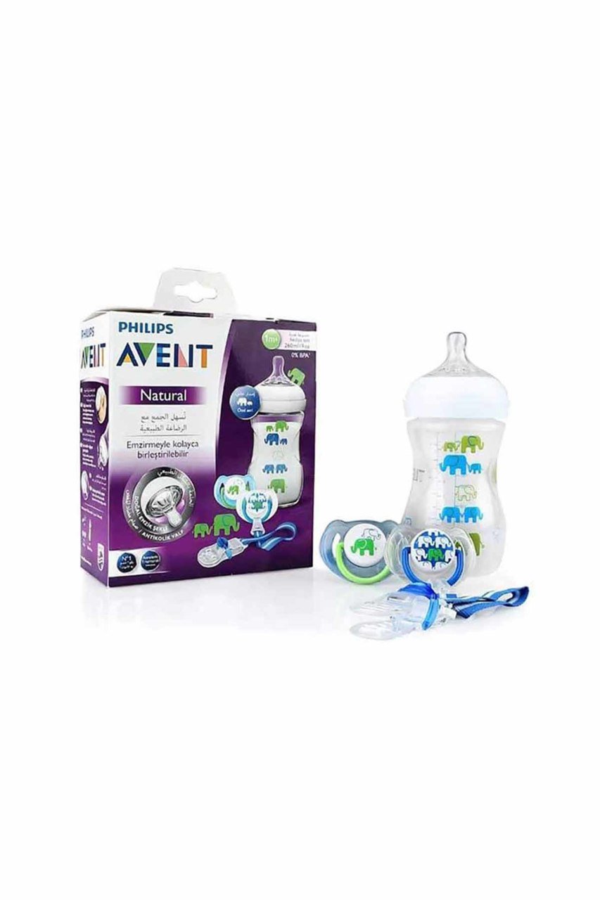 Avent Fil Desenli Natural Hediye Seti - Mavi