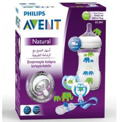 Avent Fil Desenli Natural Hediye Seti - Mavi