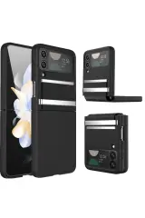 Newface Samsung Galaxy Z Flip 3 Kılıf Belt Flip Kapak - Siyah