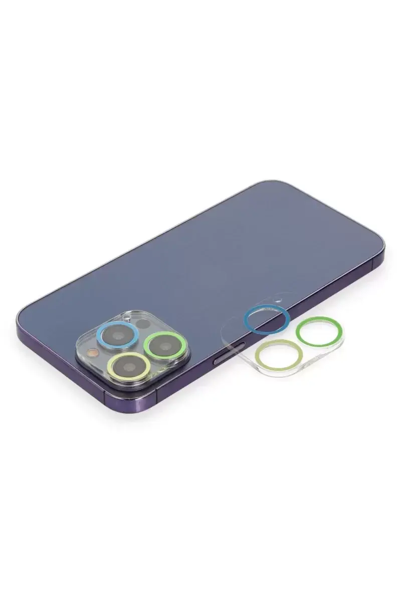 Newface İphone 12 Pro Renkli Kamera Lens Koruma Cam - Yeşil-sarı
