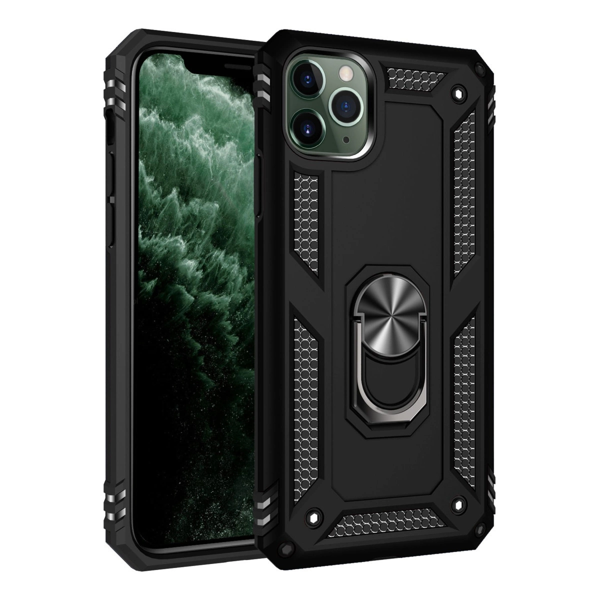İphone 11 Pro Kılıf Sofya Yüzüklü Silikon Kapak - Siyah