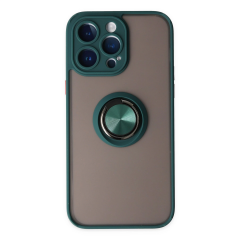 İphone 14 Pro Kılıf Montreal Yüzüklü Silikon Kapak - Yeşil