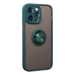 İphone 14 Pro Kılıf Montreal Yüzüklü Silikon Kapak - Yeşil
